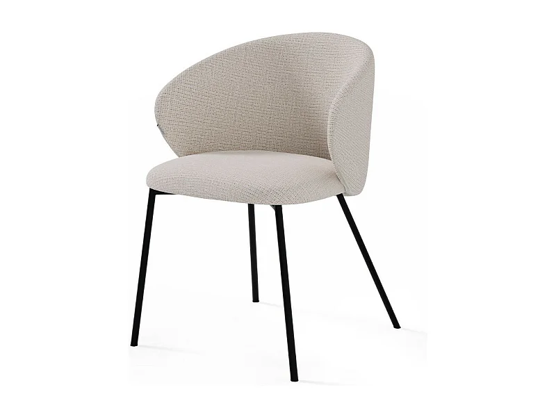 Chaise en tissu avec pieds en métal noir Nuria - Confort et modernité-Couleur Beige clair