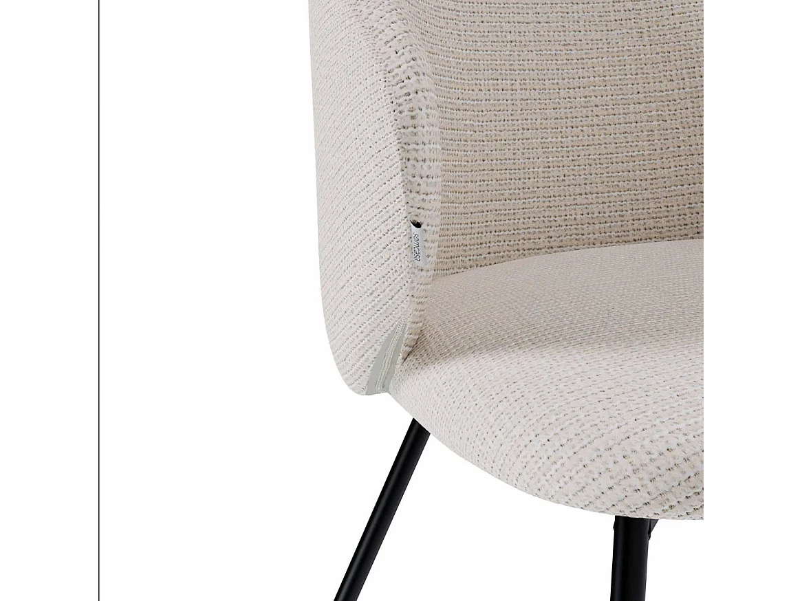 Chaise en tissu avec pieds en métal noir Nuria - Confort et modernité-Couleur Beige clair