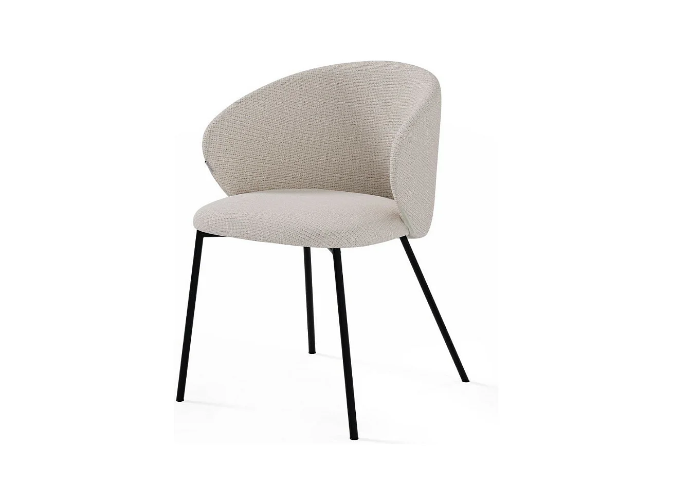 Chaise en tissu avec pieds en métal noir Nuria - Confort et modernité-Couleur Beige clair