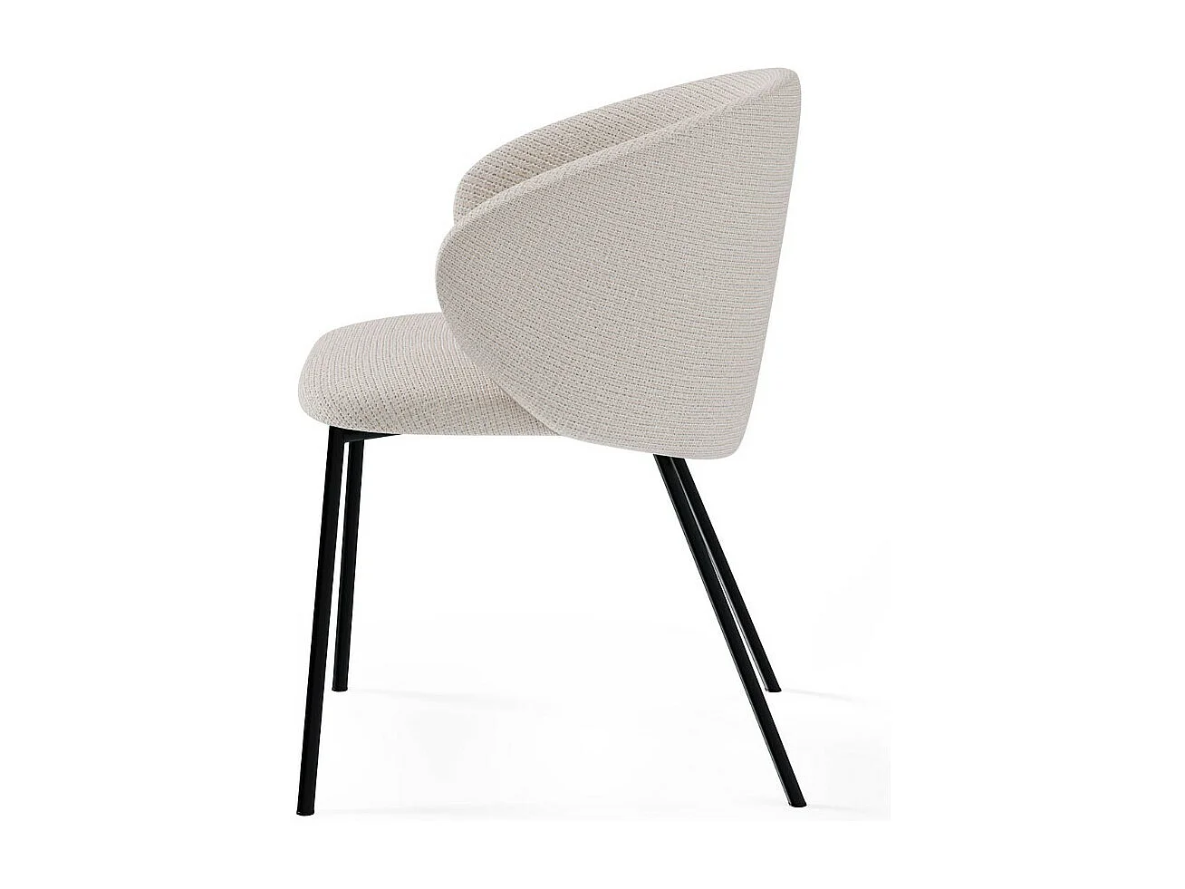 Chaise en tissu avec pieds en métal noir Nuria - Confort et modernité-Couleur Beige clair