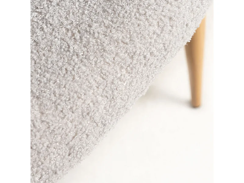 Juego de 2 sillas Kazon: elegante tejido de rizo y patas de metal con efecto madera clara-Color Gris