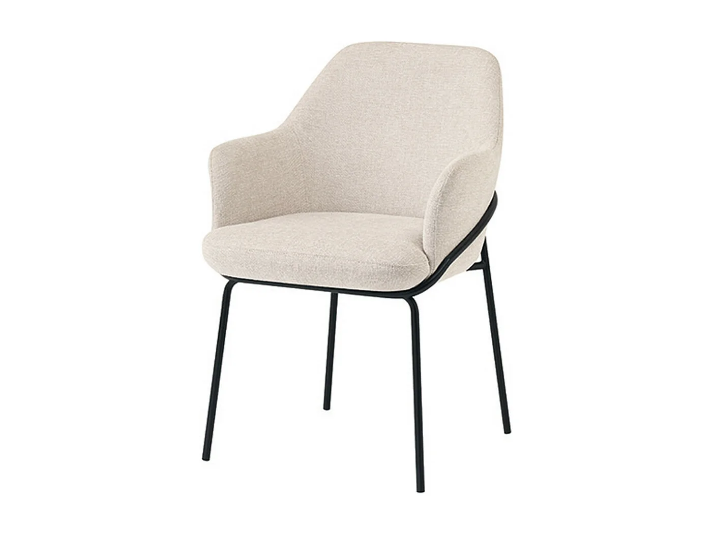 Chaise en tissu avec pieds métal noir Abigail – Design ergonomique et confortable-Couleur Beige clair