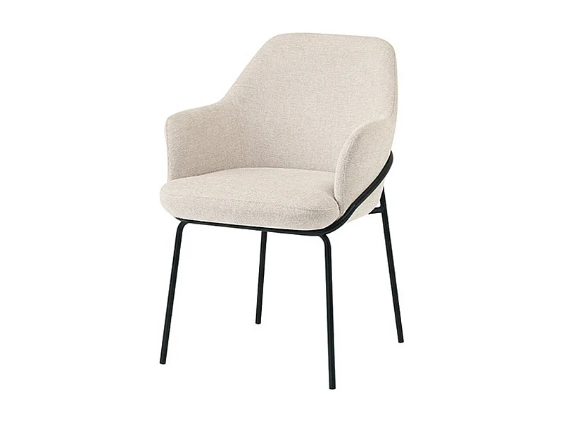 Chaise en tissu avec pieds métal noir Abigail – Design ergonomique et confortable-Couleur Beige clair