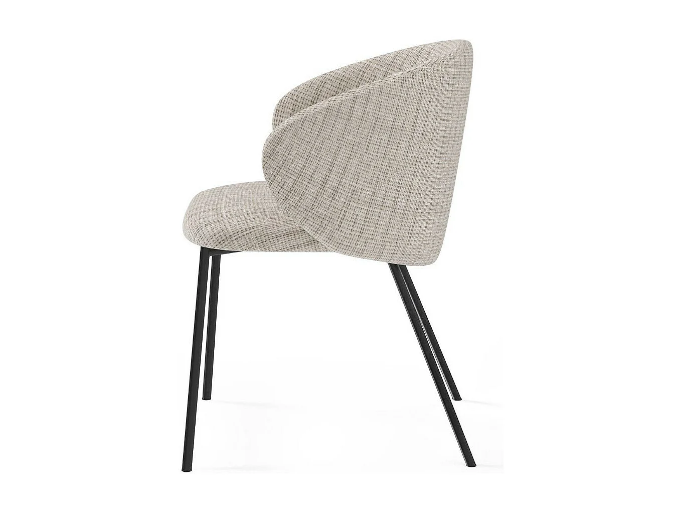 Chaise en tissu avec pieds en métal noir Nuria - Confort et modernité-Couleur Marron clair