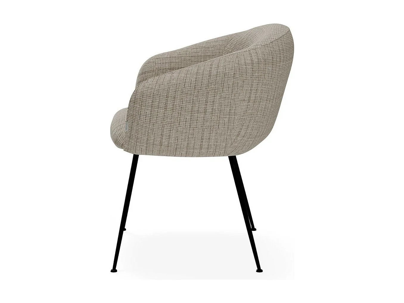 Chaise en tissu avec pieds métal noir Youga – Design galbé et confort éxceptionnel-Couleur Marron clair