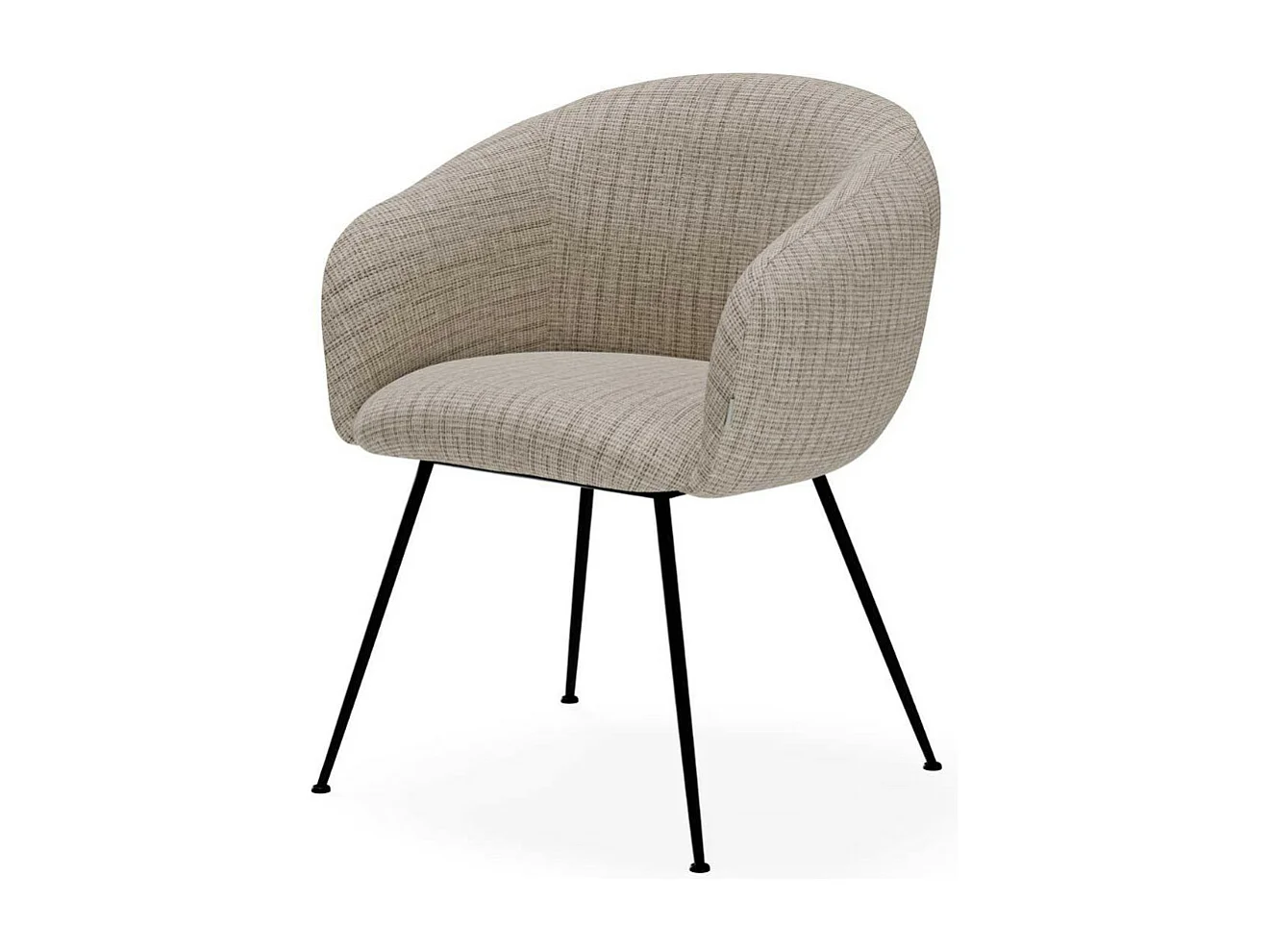 Chaise en tissu avec pieds métal noir Youga – Design galbé et confort éxceptionnel-Couleur Marron clair