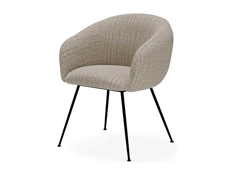 Chaise en tissu avec pieds métal noir Youga – Design galbé et confort éxceptionnel-Couleur Marron clair