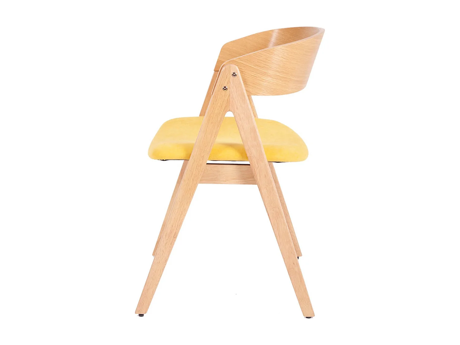 Chaise premium Merka – Structure en bois et assise en tissu confortable-Couleur Naturel/Jaune