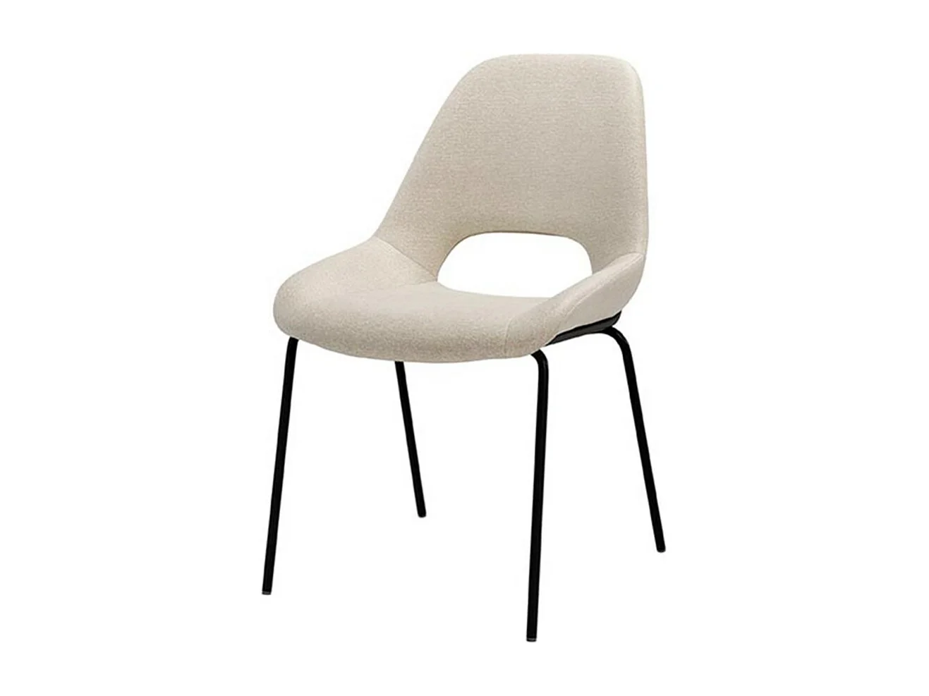 Chaise en tissu avec pieds en métal noir laqué Livia – Design moderne et sophistiqué-Couleur Beige