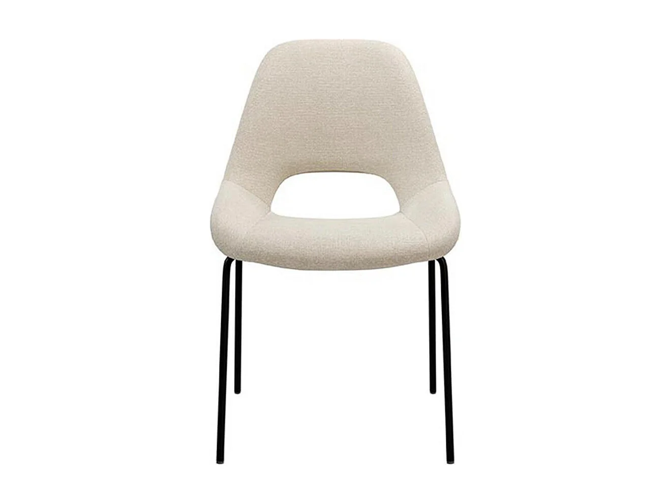 Chaise en tissu avec pieds en métal noir laqué Livia – Design moderne et sophistiqué-Couleur Beige