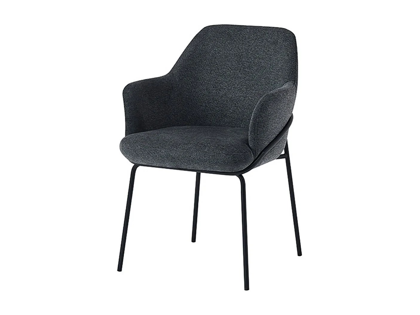 Chaise en tissu avec pieds métal noir Abigail – Design ergonomique et confortable-Couleur Gris foncé