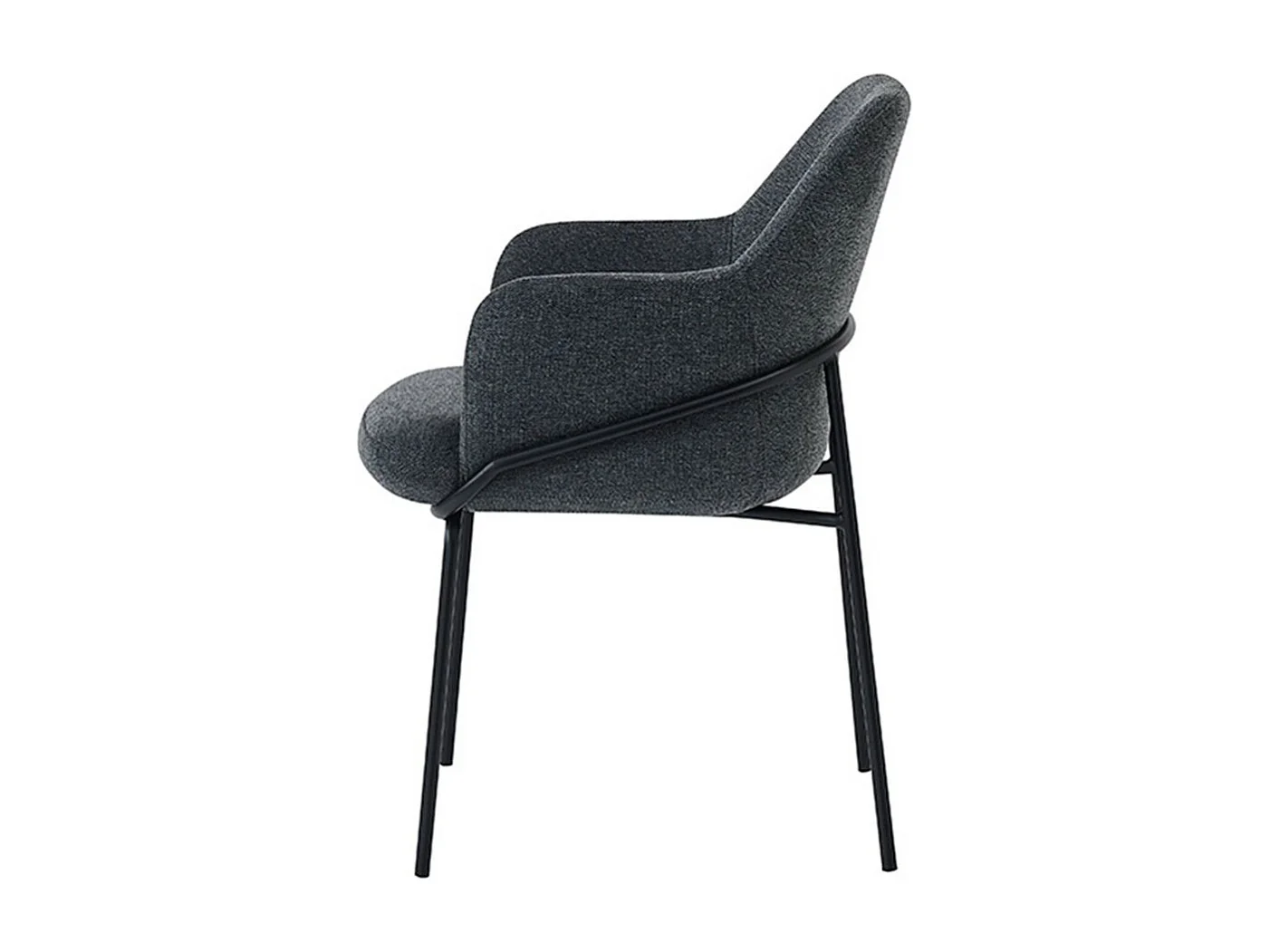 Chaise en tissu avec pieds métal noir Abigail – Design ergonomique et confortable-Couleur Gris foncé