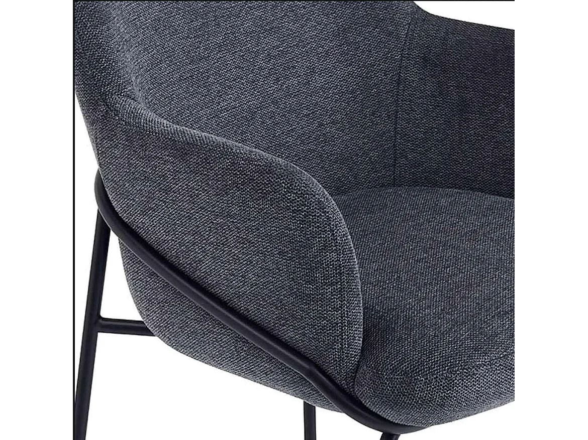 Chaise en tissu avec pieds métal noir Abigail – Design ergonomique et confortable-Couleur Gris foncé