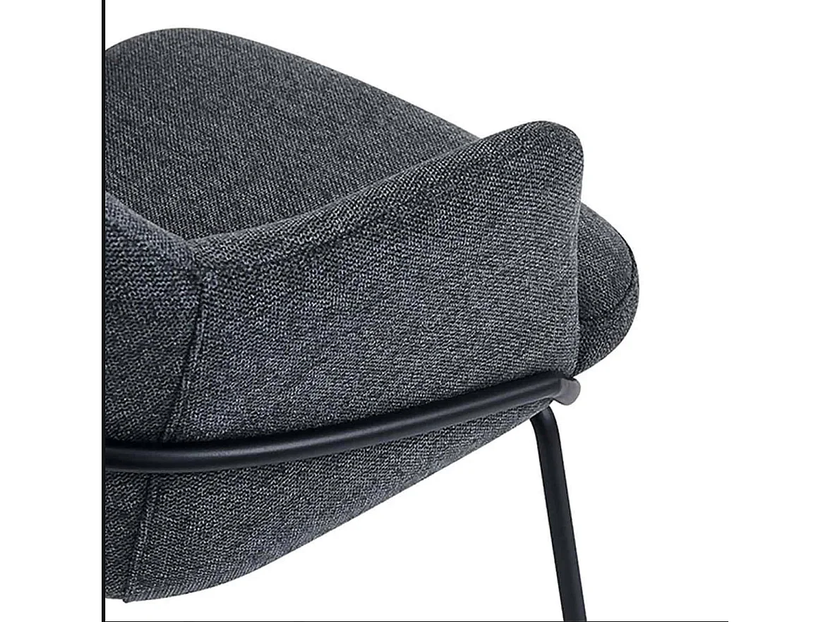 Chaise en tissu avec pieds métal noir Abigail – Design ergonomique et confortable-Couleur Gris foncé