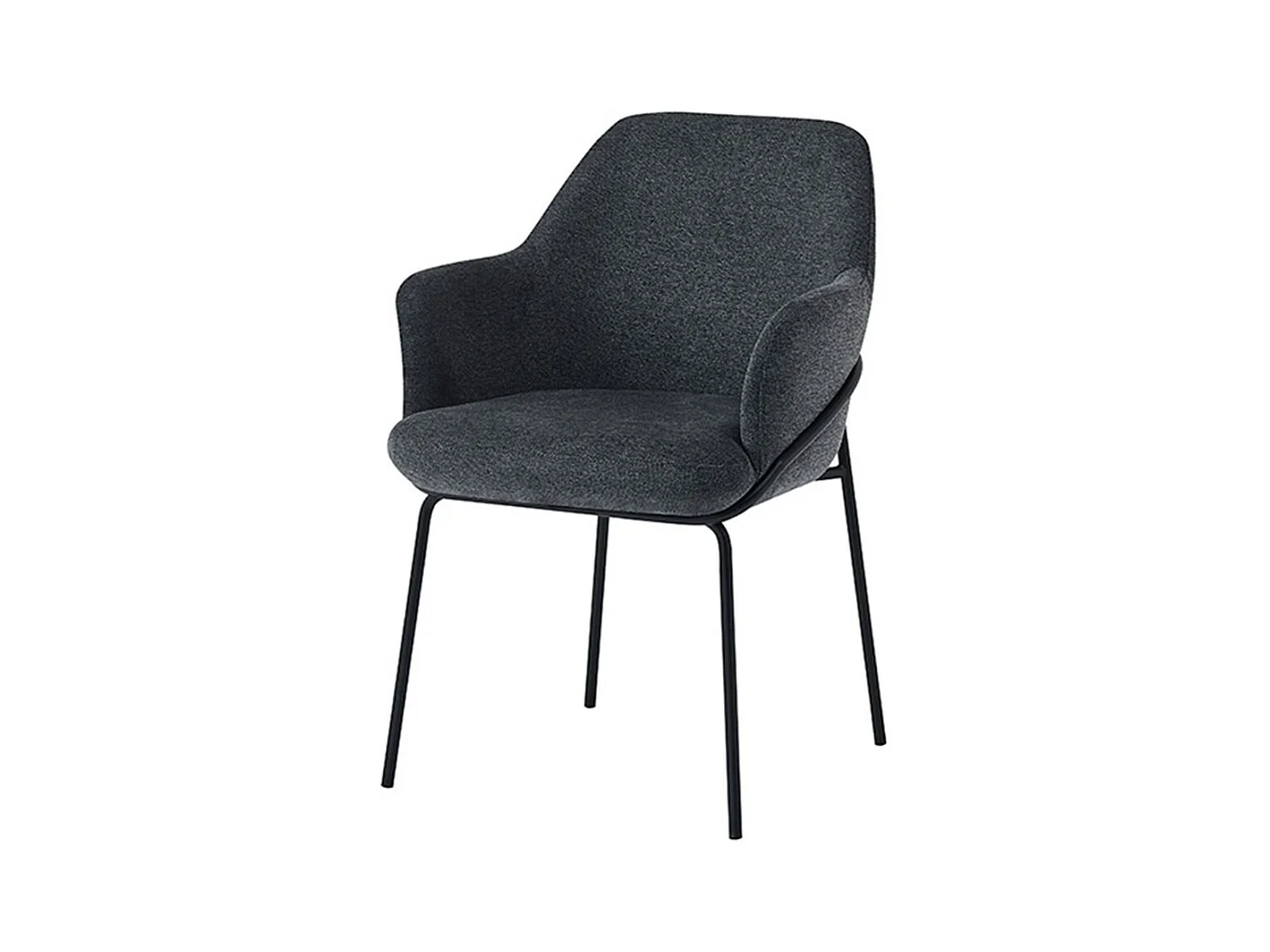 Chaise en tissu avec pieds métal noir Abigail – Design ergonomique et confortable-Couleur Gris foncé
