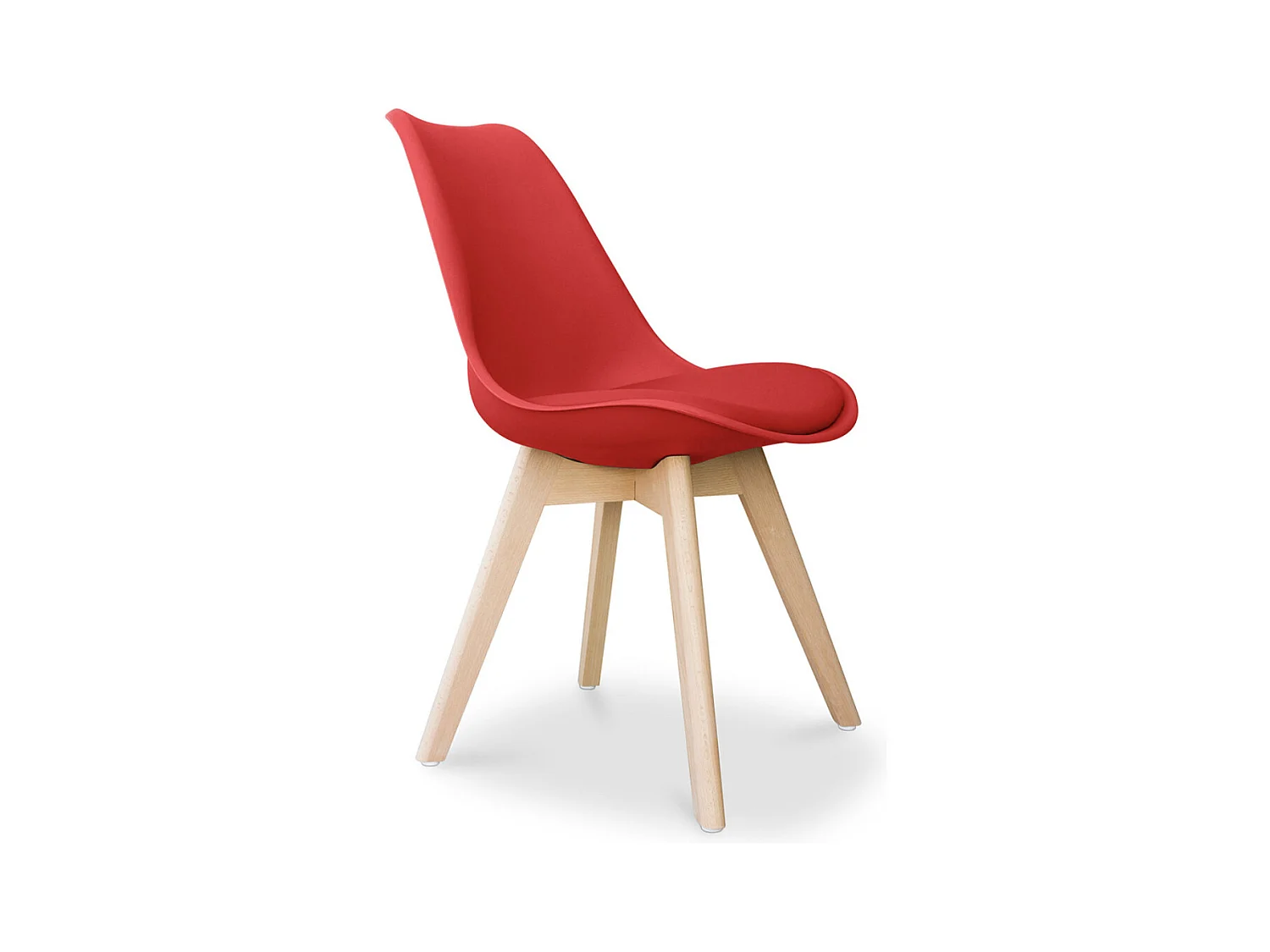 Chaise Tula style nordique - Assise en simili cuir et pieds en bois clair-Couleur Rouge