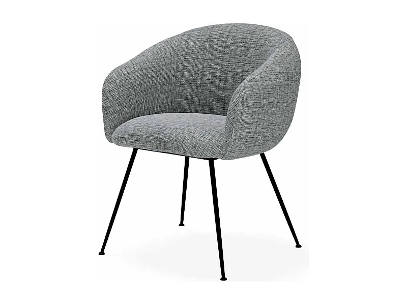 Chaise en tissu avec pieds métal noir Youga – Design galbé et confort éxceptionnel-Couleur Gris