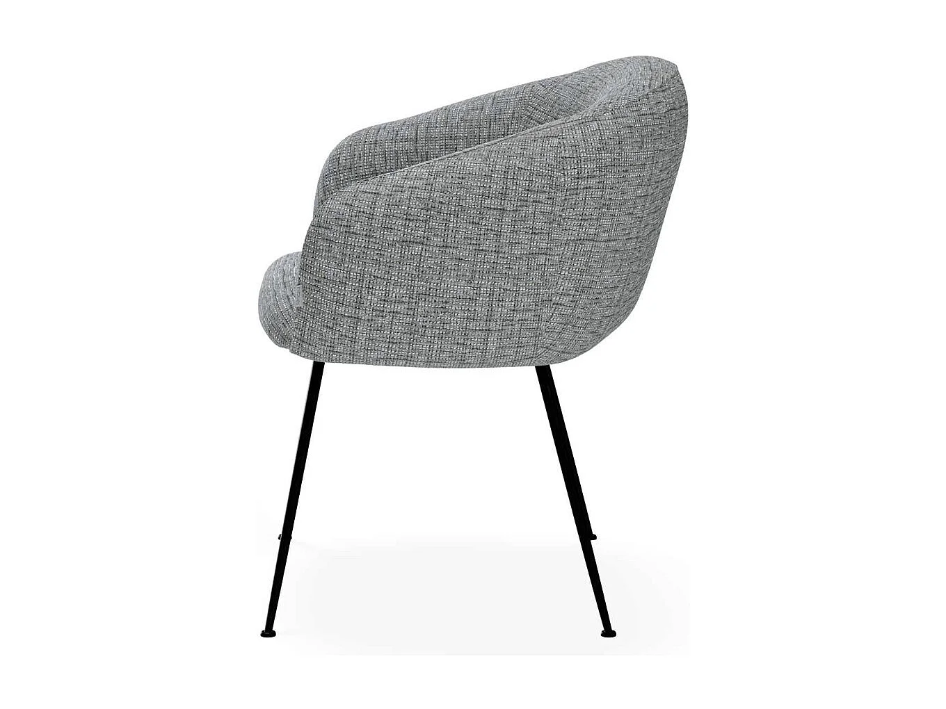 Chaise en tissu avec pieds métal noir Youga – Design galbé et confort éxceptionnel-Couleur Gris