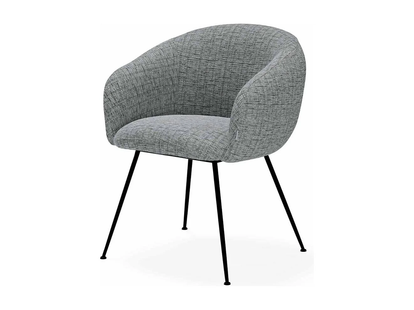 Chaise en tissu avec pieds métal noir Youga – Design galbé et confort éxceptionnel-Couleur Gris