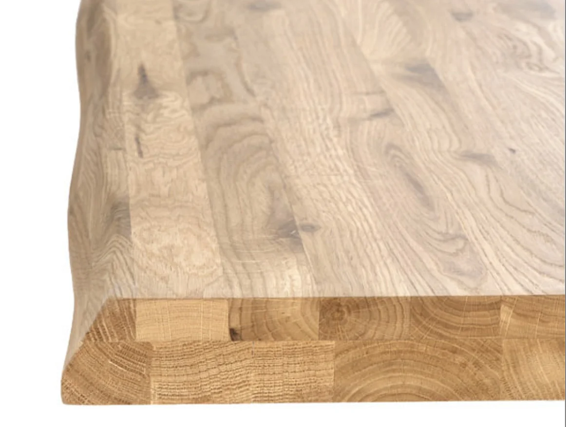 Table à manger industrielle Lany – Chêne massif et pieds métalliques-Couleur Naturel/Noir-Largeur 180 cm