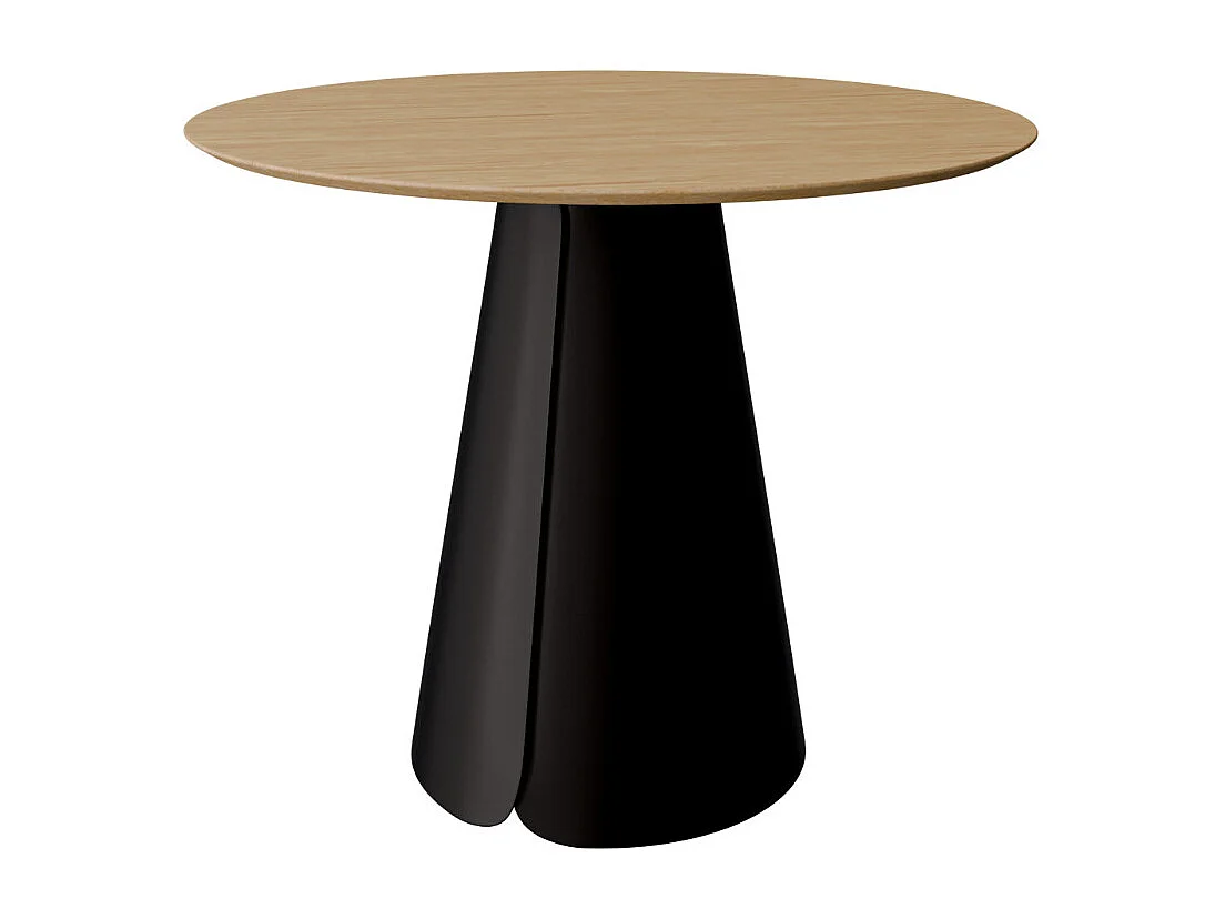 Table ronde Kyria – Design minimaliste et élégance contemporaine-Couleur Naturel/Noir