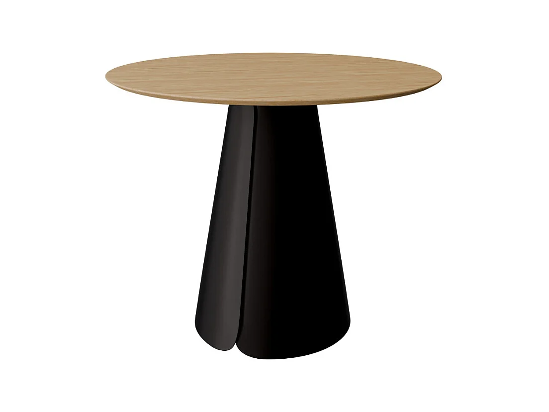 Table ronde Kyria – Design minimaliste et élégance contemporaine-Couleur Naturel/Noir