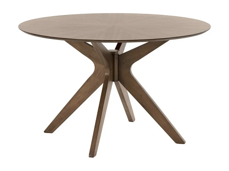 Table à manger ronde Kamila en chêne ou noyer – Harmonie de charme et style naturel-Couleur Marron-Diamètre 100 cm
