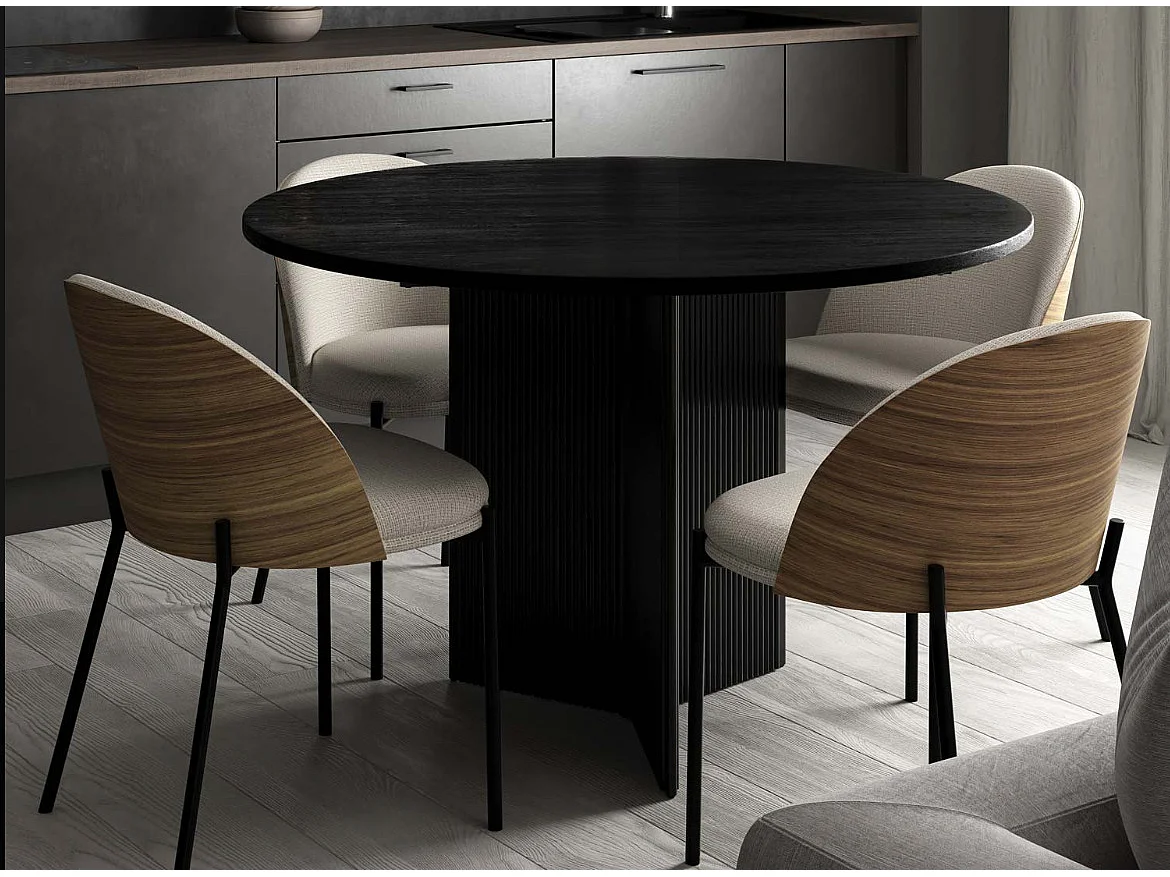 Table ronde moderne en bois noir Vazir – Élégance et originalité