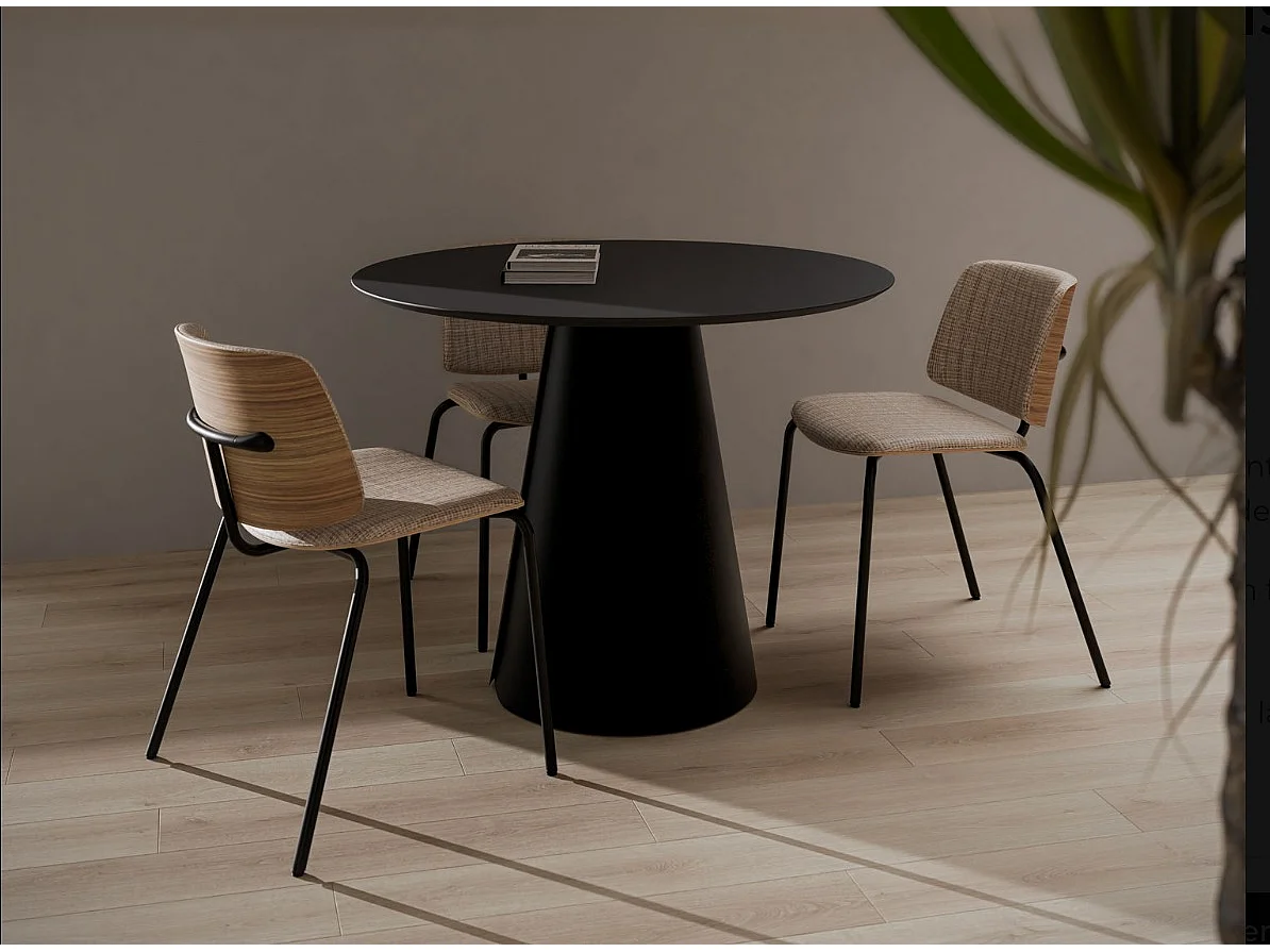 Table ronde Kyria – Design minimaliste et élégance contemporaine-Couleur Noir