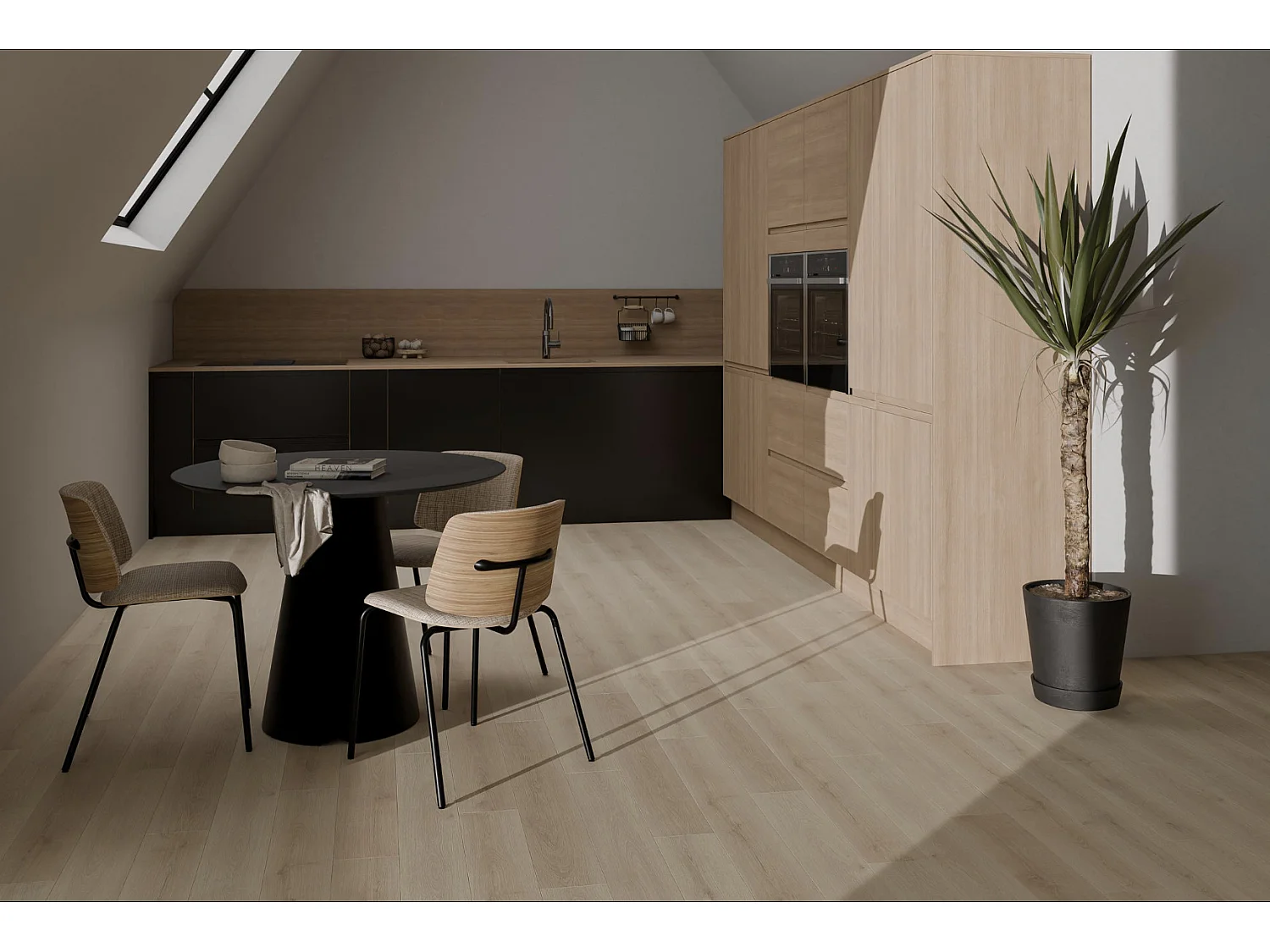 Table ronde Kyria – Design minimaliste et élégance contemporaine-Couleur Noir