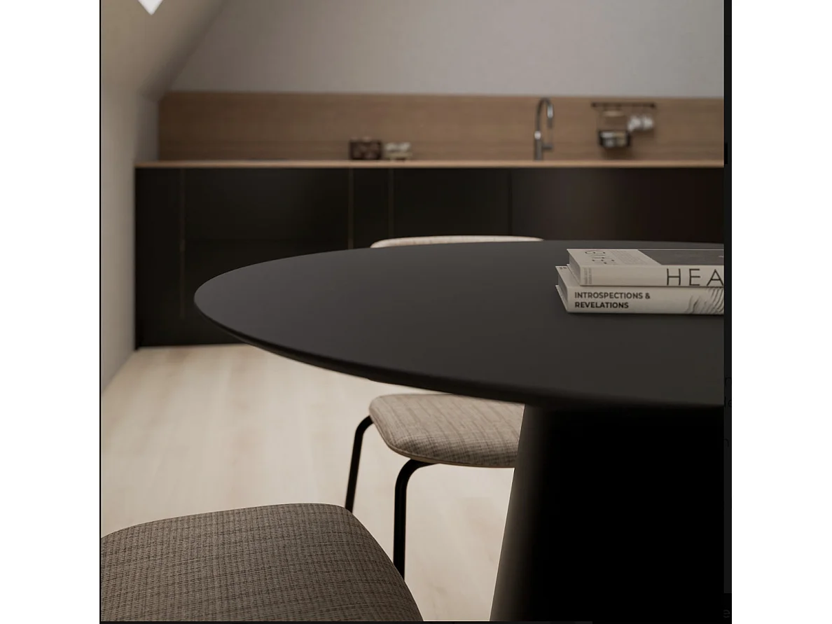 Table ronde Kyria – Design minimaliste et élégance contemporaine-Couleur Noir