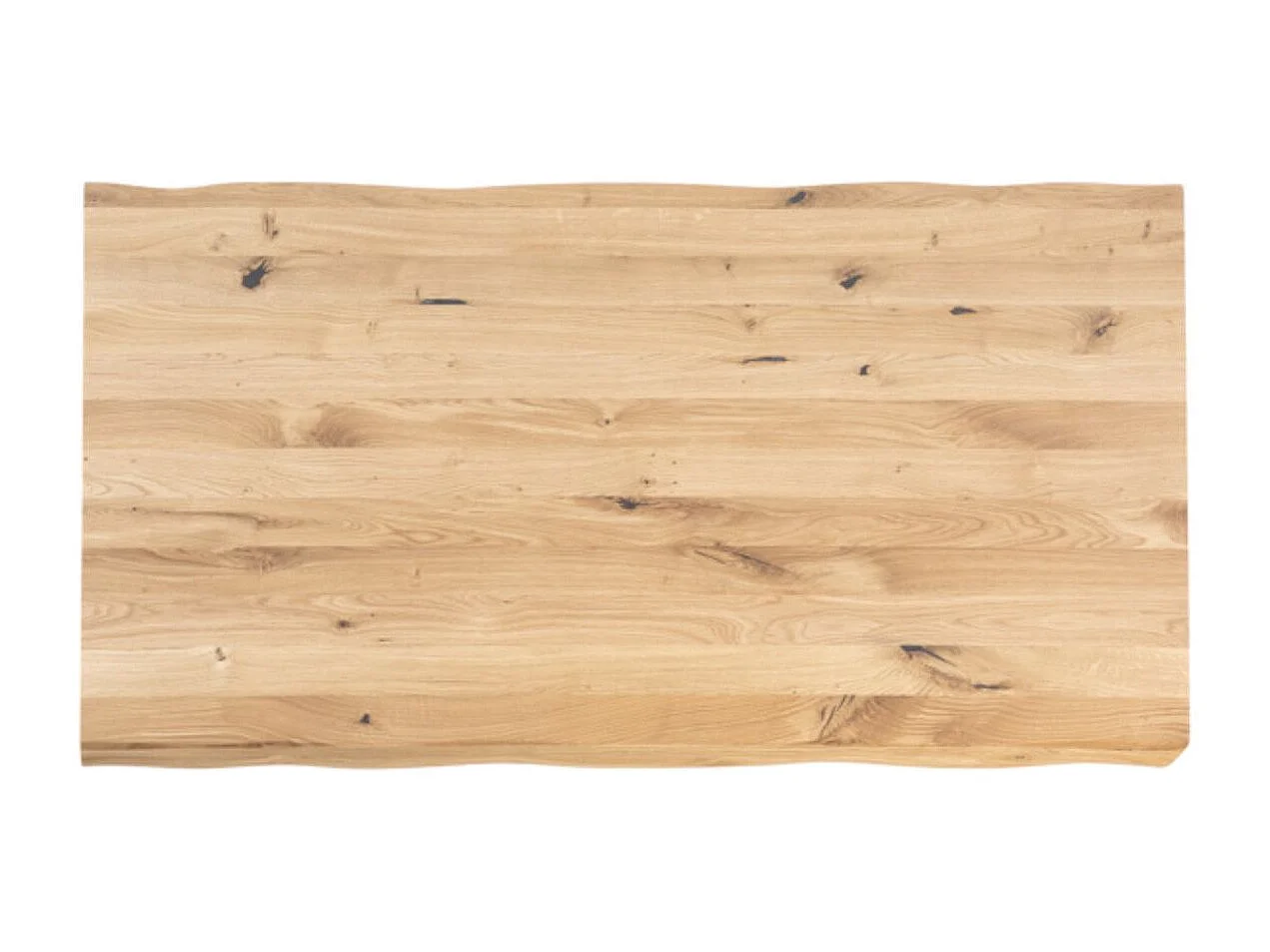 Table à manger industrielle Lany – Chêne massif et pieds métalliques-Couleur Naturel/Noir-Largeur 140 cm