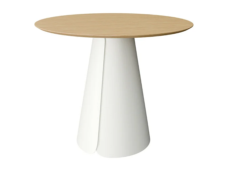 Table ronde Kyria – Design minimaliste et élégance contemporaine-Couleur Naturel/Blanc