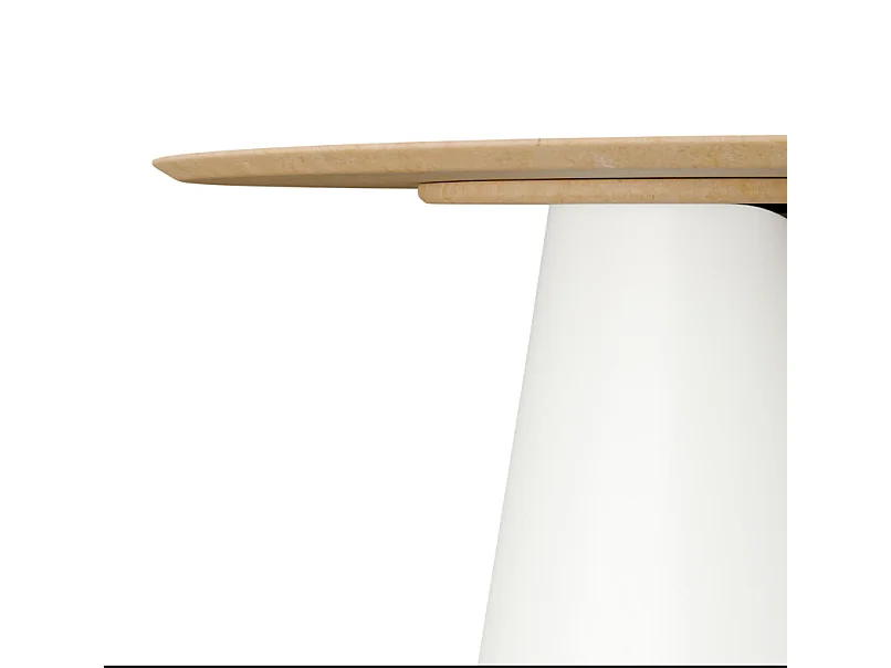 Table ronde Kyria – Design minimaliste et élégance contemporaine-Couleur Naturel/Blanc