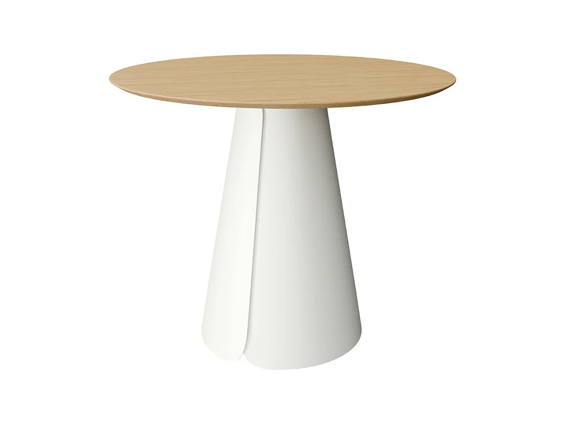 Table ronde Kyria – Design minimaliste et élégance contemporaine-Couleur Naturel/Blanc
