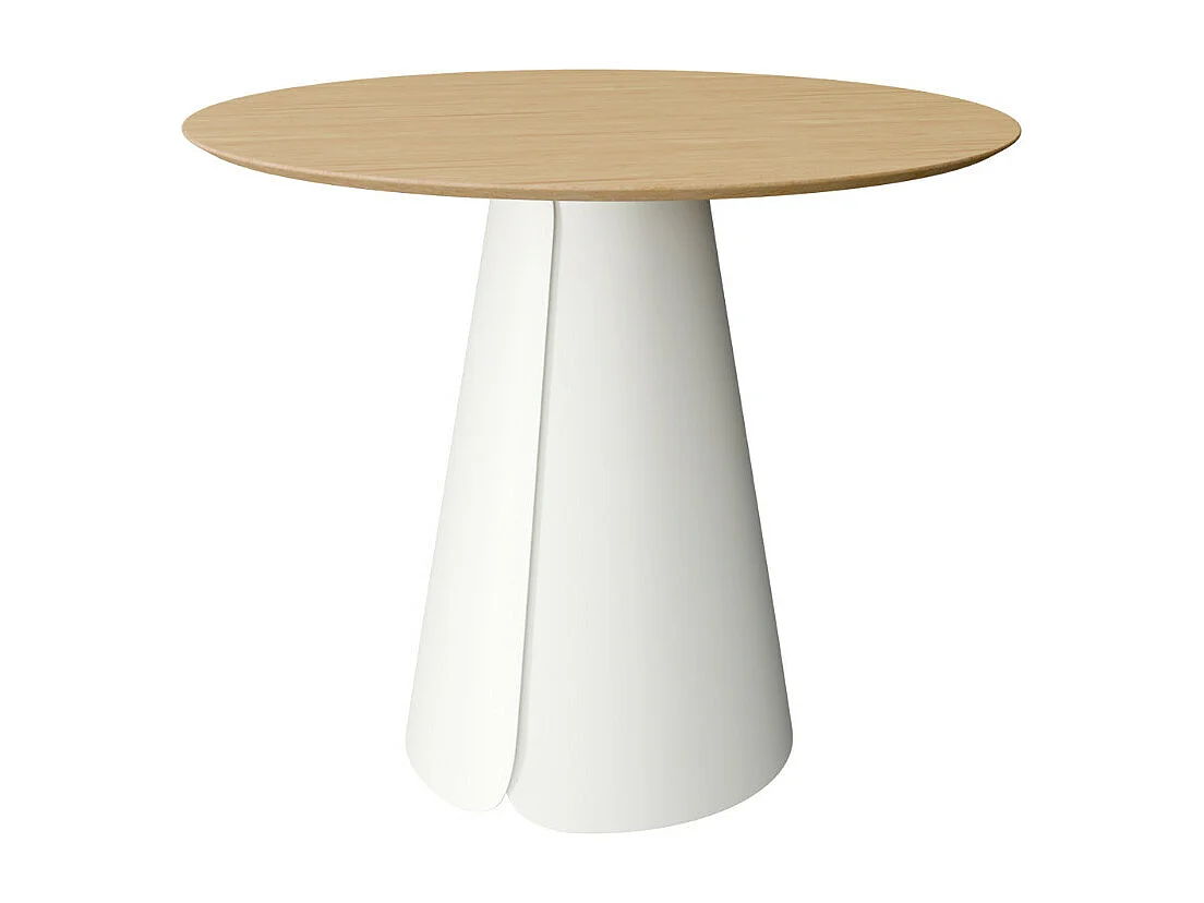 Table ronde Kyria – Design minimaliste et élégance contemporaine-Couleur Naturel/Blanc