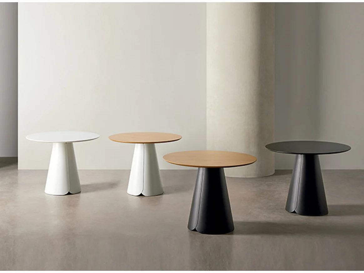 Table ronde Kyria – Design minimaliste et élégance contemporaine-Couleur Naturel/Blanc
