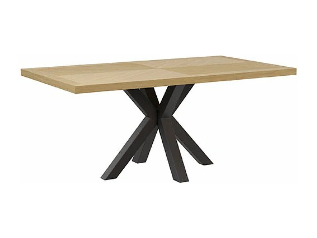 Table à Manger industrielle Kunia – Chêne clair et pieds en métal noir-Couleur Naturel/Noir-Largeur 200 cm