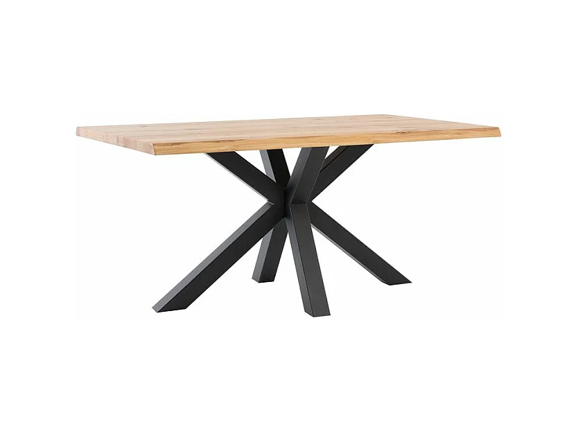 Table à Manger industrielle Kunia – Chêne clair et pieds en métal noir-Couleur Naturel/Noir-Largeur 200 cm