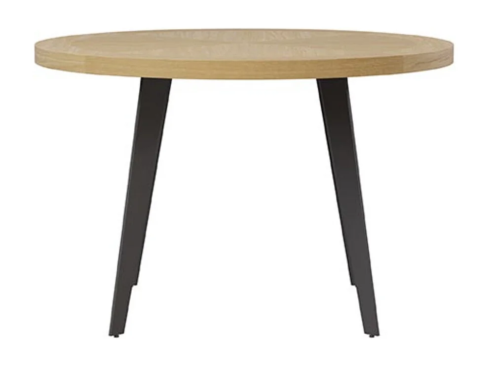 Table ronde Alanda en chêne avec pieds en métal noir – Sobriété et élégance naturelle-Diamètre 120 cm
