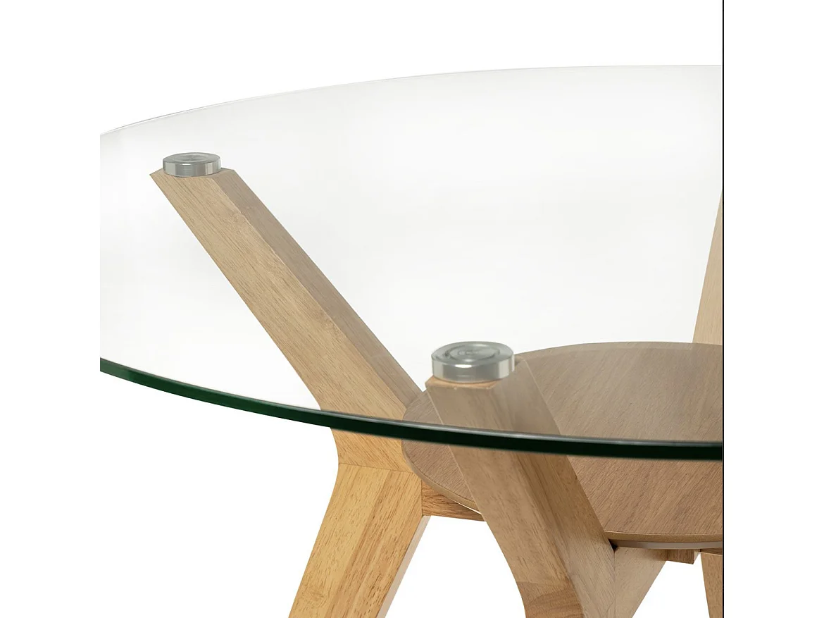 Table ronde Sarena en chêne ou noyer – Alliance parfaite de charme et style naturel-Couleur Naturel-Diamètre 120 cm