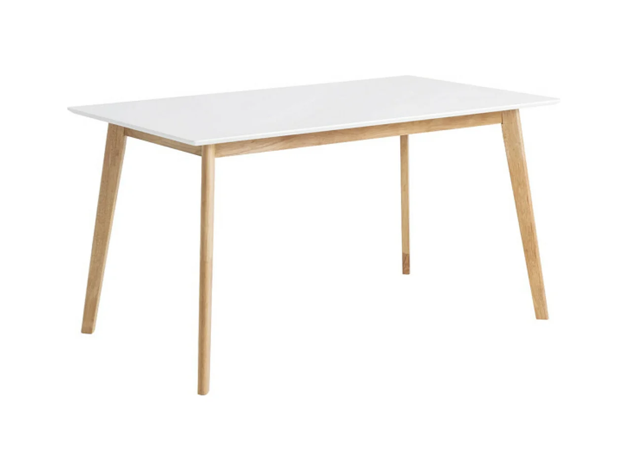 Table de cuisine rectangulaire Askin – Finition blanc brillant et pieds en bois clair-Couleur Blanc-Largeur 120 cm