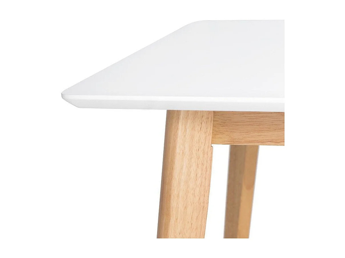 Table de cuisine rectangulaire Askin – Finition blanc brillant et pieds en bois clair-Couleur Blanc-Largeur 120 cm