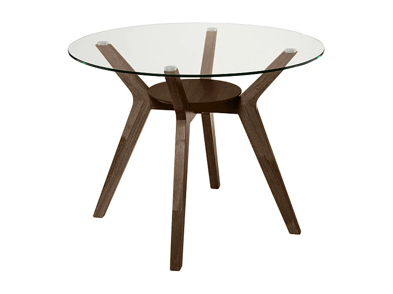 Table ronde Sarena en chêne ou noyer – Alliance parfaite de charme et style naturel-Couleur Marron-Diamètre 100 cm