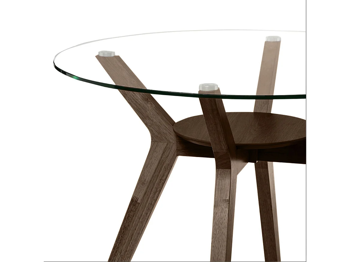 Table ronde Sarena en chêne ou noyer – Alliance parfaite de charme et style naturel-Couleur Marron-Diamètre 100 cm