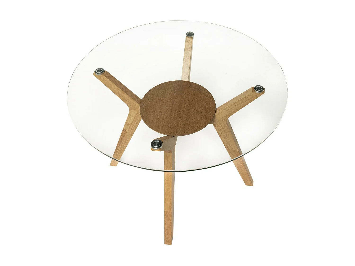 Table ronde Sarena en chêne ou noyer – Alliance parfaite de charme et style naturel-Couleur Marron-Diamètre 100 cm