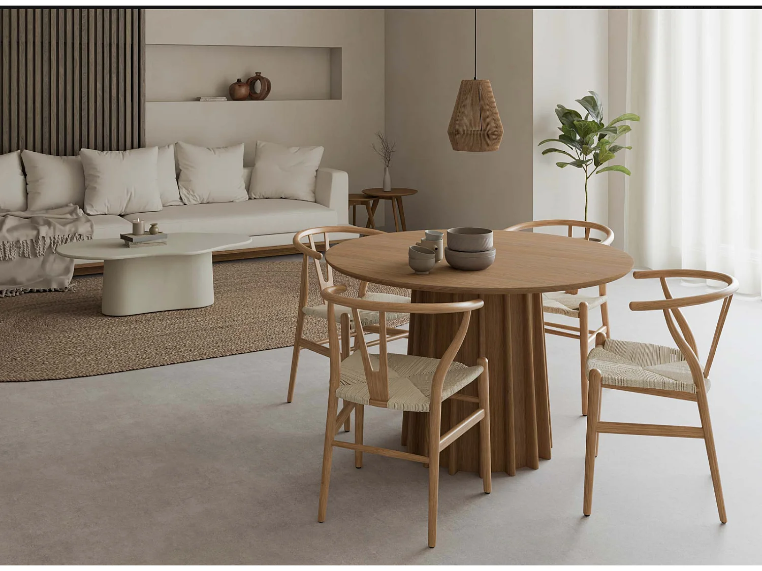 Table ronde en chêne Laurenza - Élégance naturelle-Diamètre 120 cm