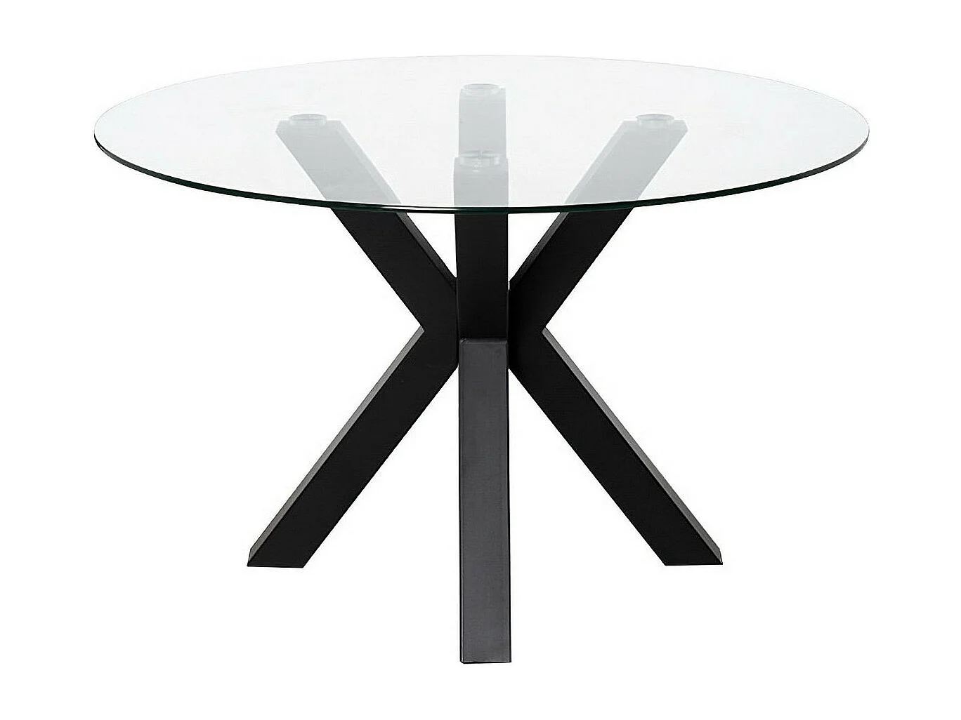 Table ronde moderne Jadys – Plateau en verre et pieds croisés en métal-Couleur Noir-Diamètre 100 cm