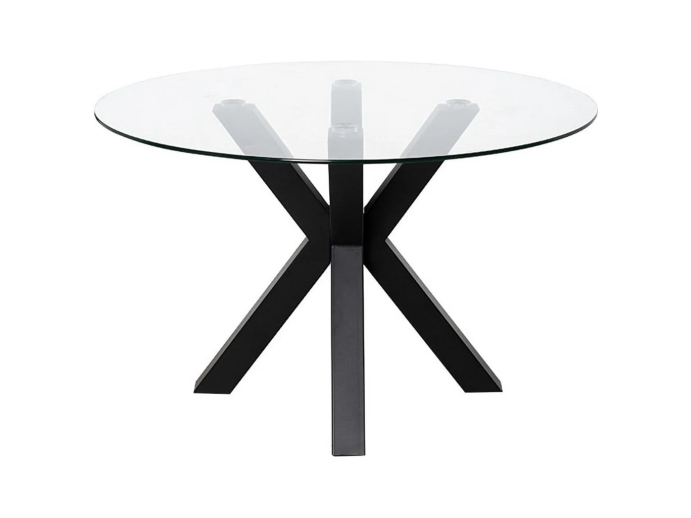 Table ronde moderne Jadys – Plateau en verre et pieds croisés en métal-Couleur Noir-Diamètre 100 cm