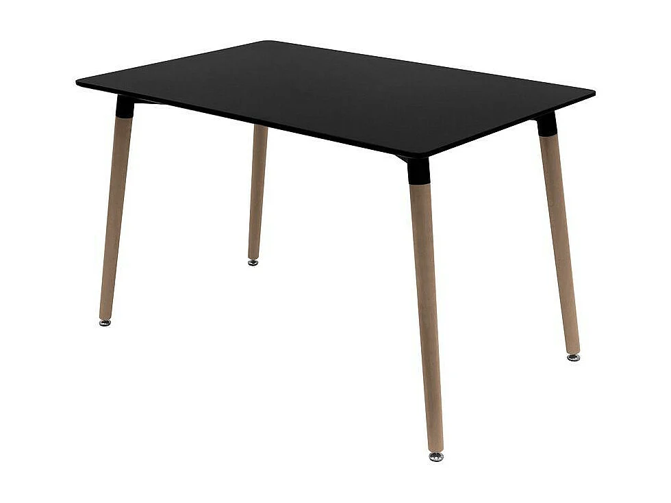 Table rectangulaire 140cm bnoir brillant et pieds bois naturel Welly